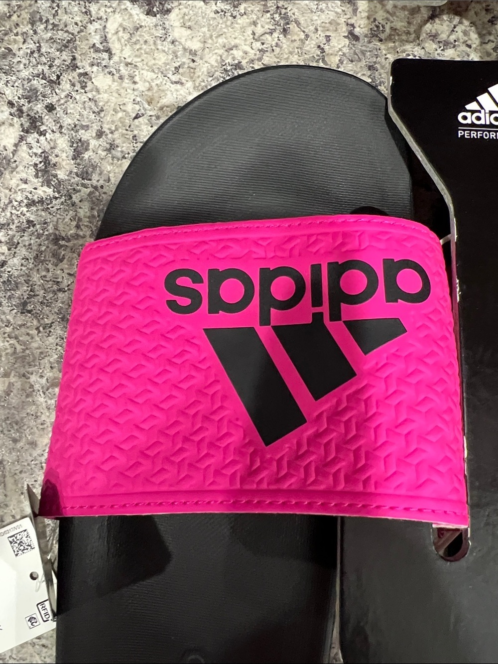 Kids ADIDAS pink black slides NWT 6 - Picture 3 of 5